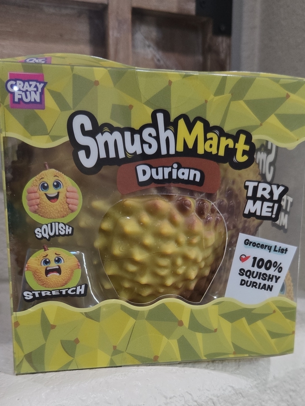 New Crazy Fun SmushMart Durian Squishy Toy - Yellow/Green